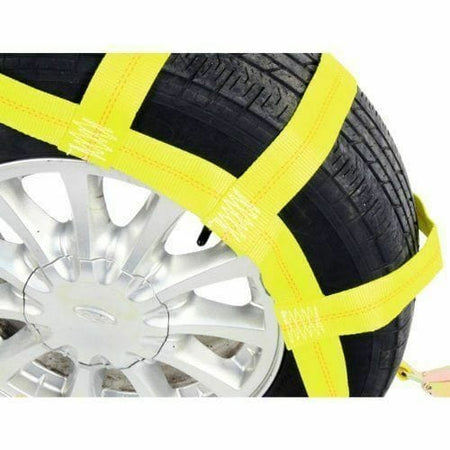 Car Dolly Flat Bed Car Tie Down Kit Wheel Tire Basket Strap Set of 2 Auto Straps