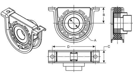 Driveshaft Center Support with Bearing For Jeep Cherokee 4WD 3.2L 52123612AC