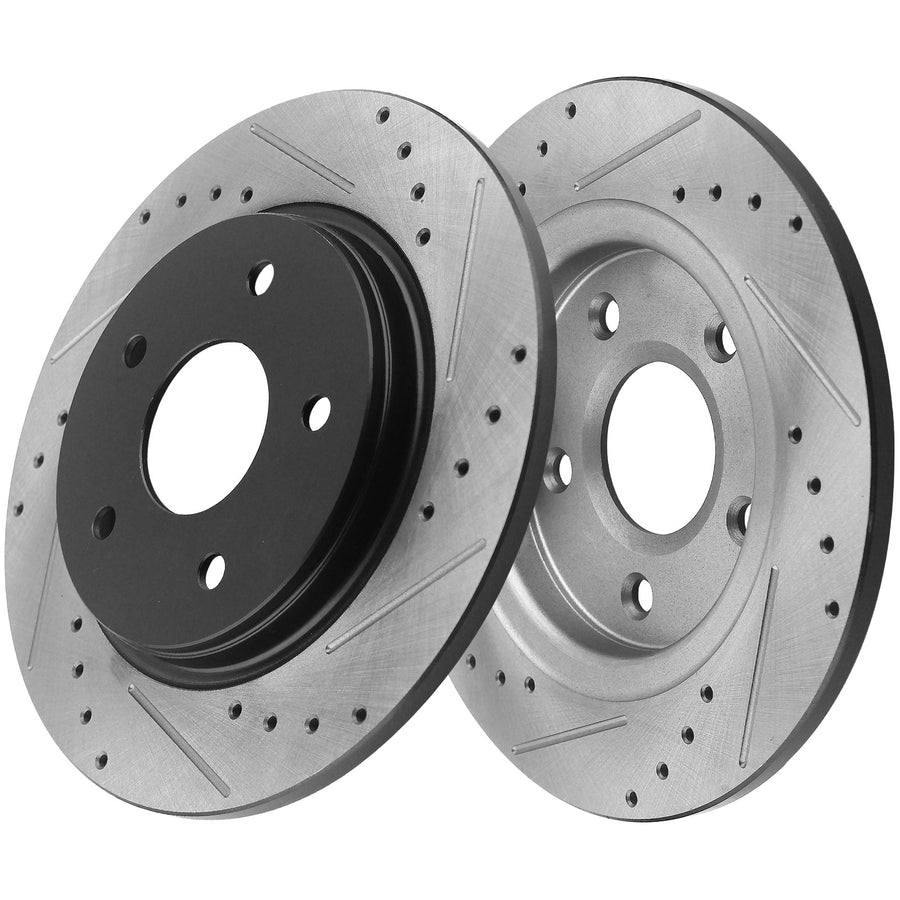 Rear Drilled & Slotted Disc Brake Rotors For Chrysler Town & Country Ram C/V