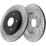 Rear Drilled & Slotted Disc Brake Rotors For Chrysler Town & Country Ram C/V