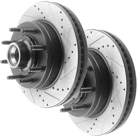 Front Black E-Coat Brake Rotor & Ceramic Pads For Ford E-150 E-250 E-350