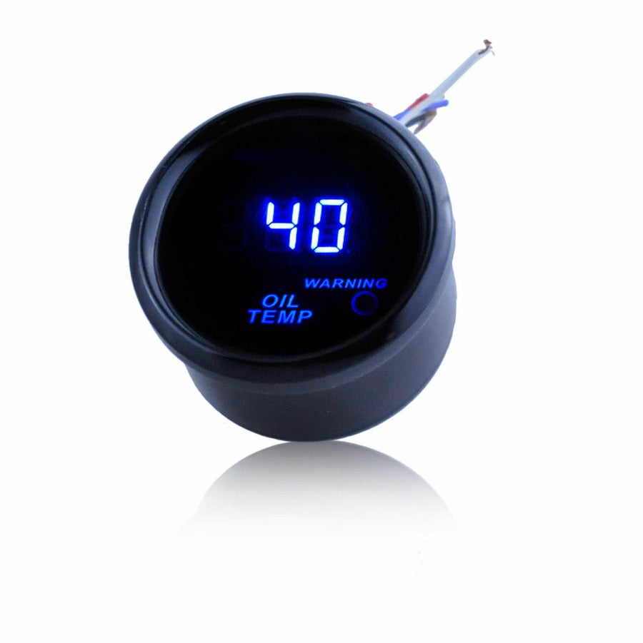 2" Digital Oil Temperature Gauge with Sensor LED Gauge Kit- Blue LED/Black Trim