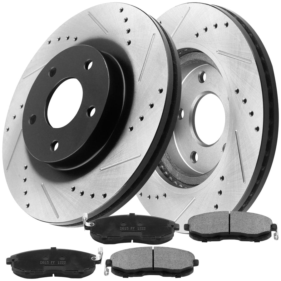 Front Drilled Brake Rotors & Brake Pads for 2002 2003 2004 Infiniti I35