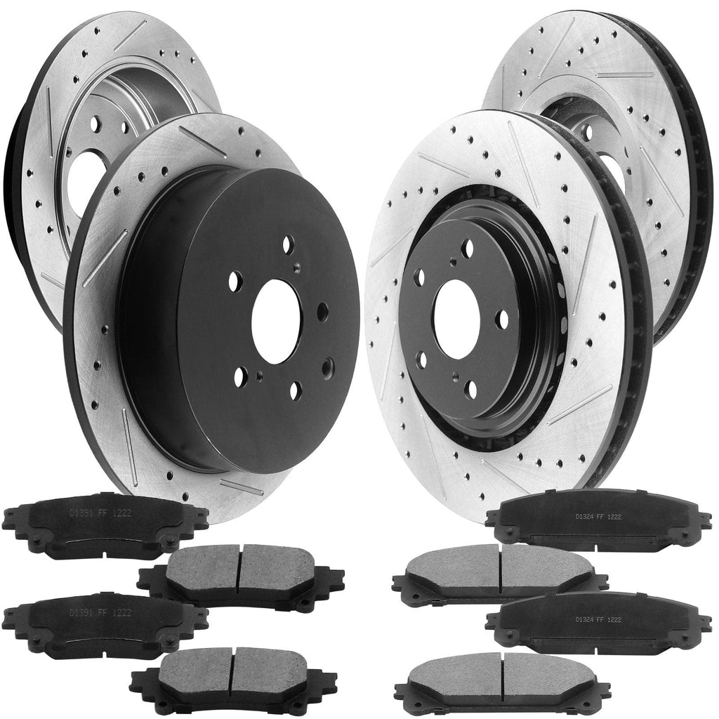 Front & Rear Disc Rotors + Brake Pads For Toyota Sienna Highlander RX3
