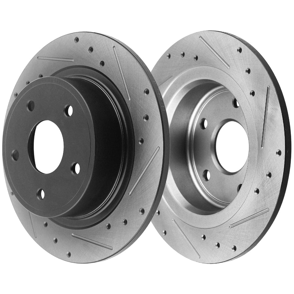 Rear Drilled Brake Rotors + Brake Pads For Chevy Cobalt Malibu G5 G6 Ion Aura