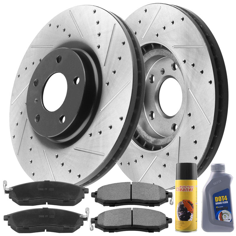 Front Black E-Coat Brake Rotors + Brake Pads for Nissan Murano 350Z