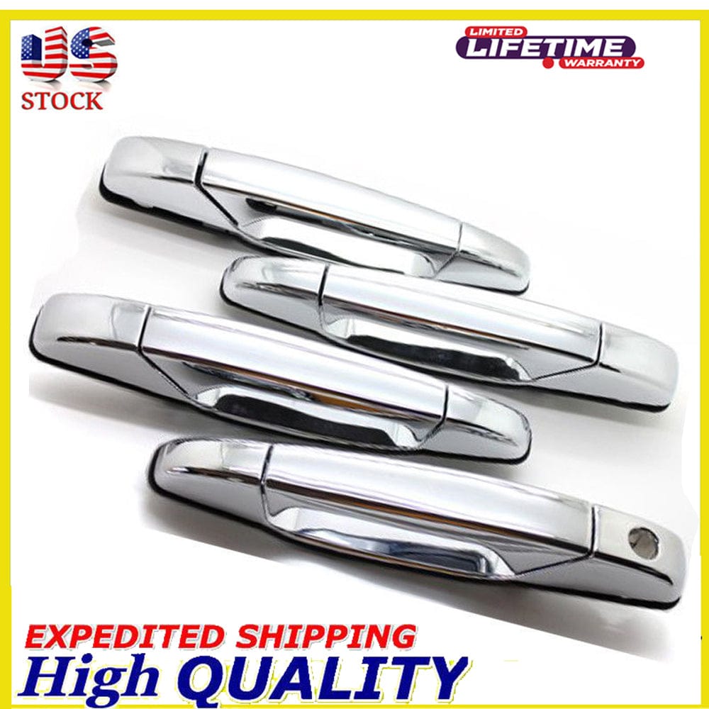 4 Pack Exterior Door Handle for 2007-2013 Cadillac Chevy GMC, Outer Right Sides, Chrome, 22738721