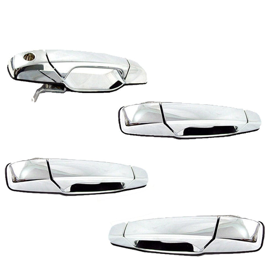 4 Pack Exterior Door Handle for 2007-2013 Cadillac Chevy GMC, Outer Right Sides, Chrome, 22738721