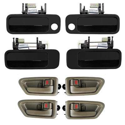 4 Tan Inside 4 Black Outside Door Handle Set DHTOBK206FLFR207LR for Toyota Camry 1997-2001