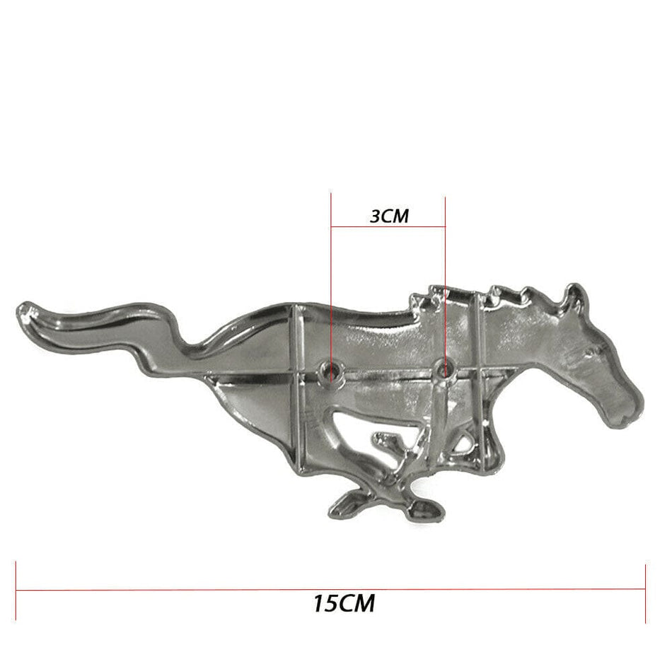1x 3D Running Horse Emblem Metal Black Front Grille Badge For Ford Mustang