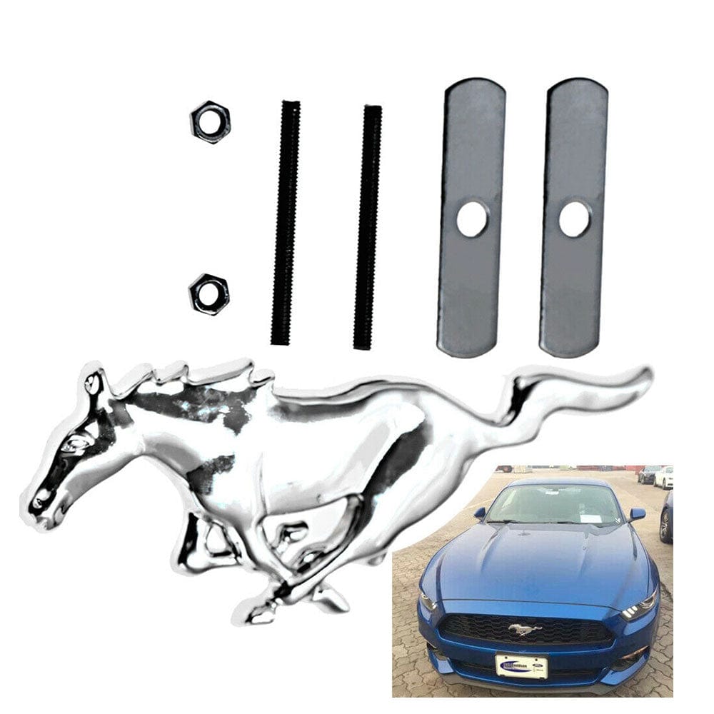 1x 3D Running Horse Emblem Metal Chrome Front Grille Badge For Ford Mustang