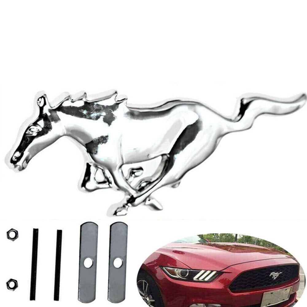 1x 3D Running Horse Emblem Metal Chrome Front Grille Badge For Ford Mustang
