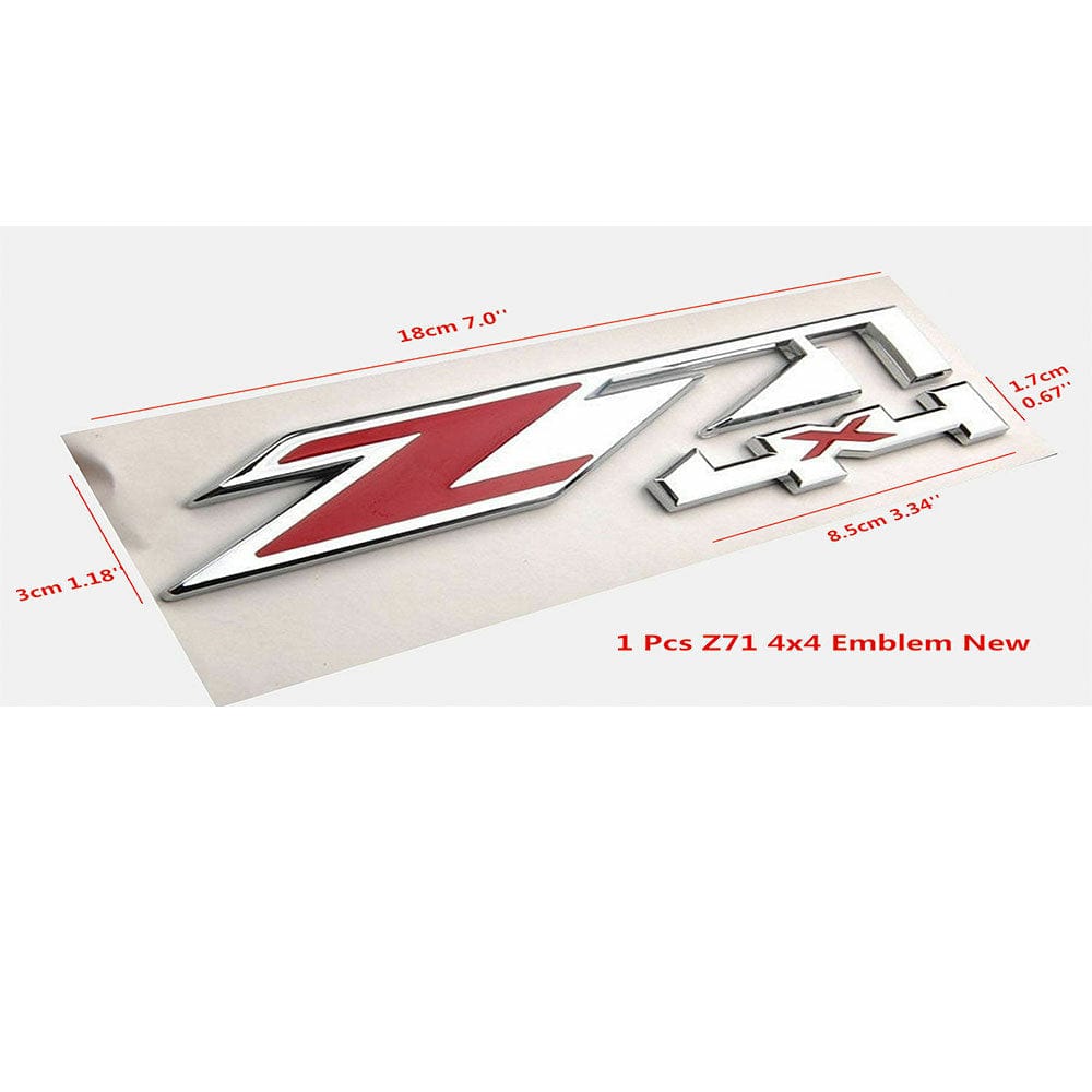 Pair Of Small Chevy GMC Truck Z71 4x4 Emblems – Chrome Red Grey 3-1/4 X 1-1/4