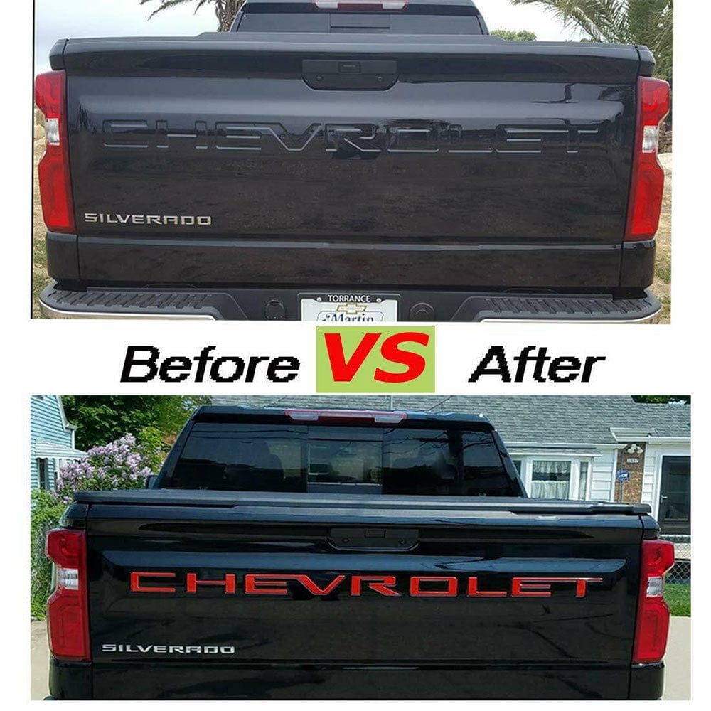Chevrolet Silverado Emblems Rear tailgate Letters Insert Nameplate Red