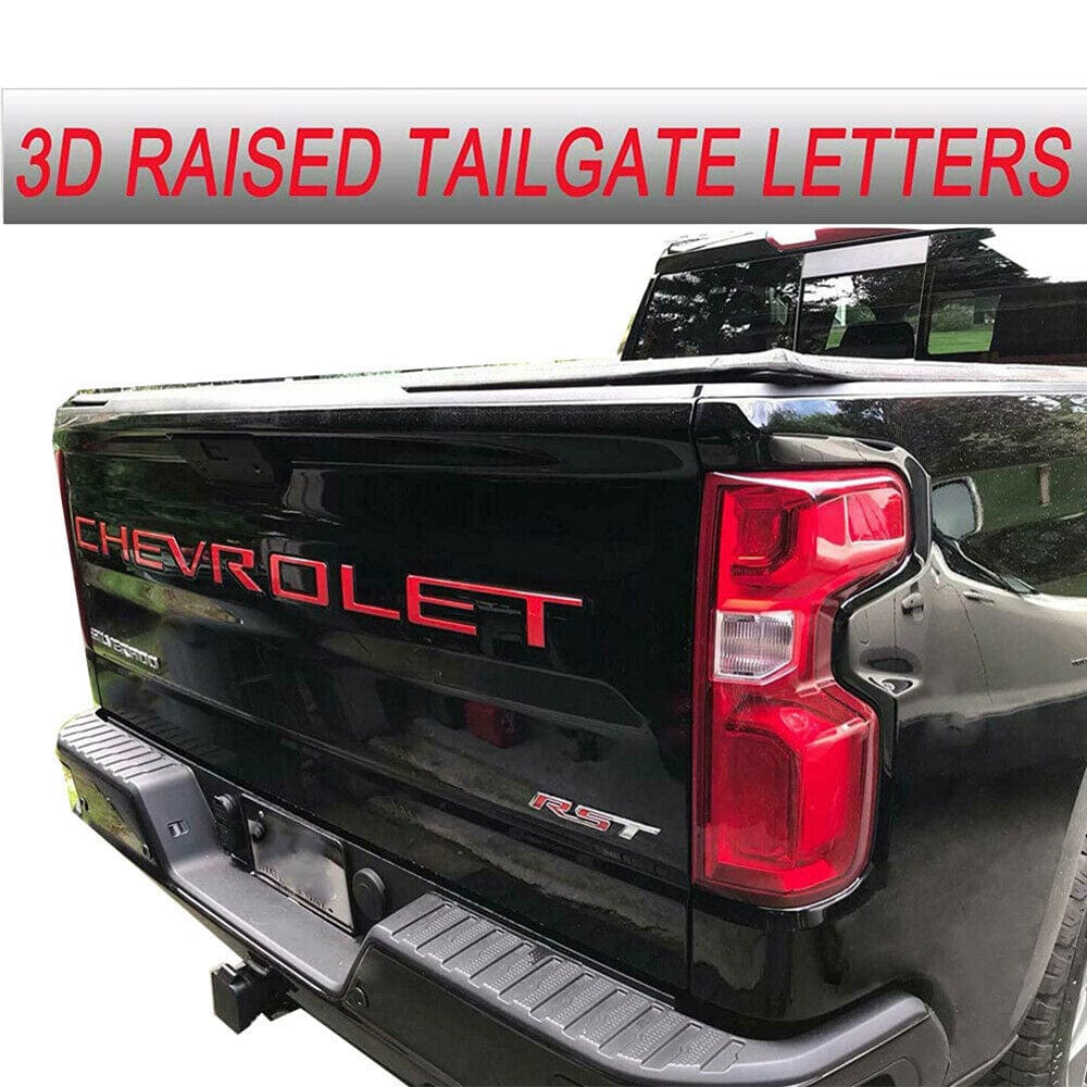 Chevrolet Silverado Emblems Rear tailgate Letters Insert Nameplate Red