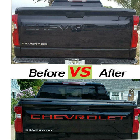 Chevrolet Silverado Emblems Rear tailgate Letters Insert Nameplate Red