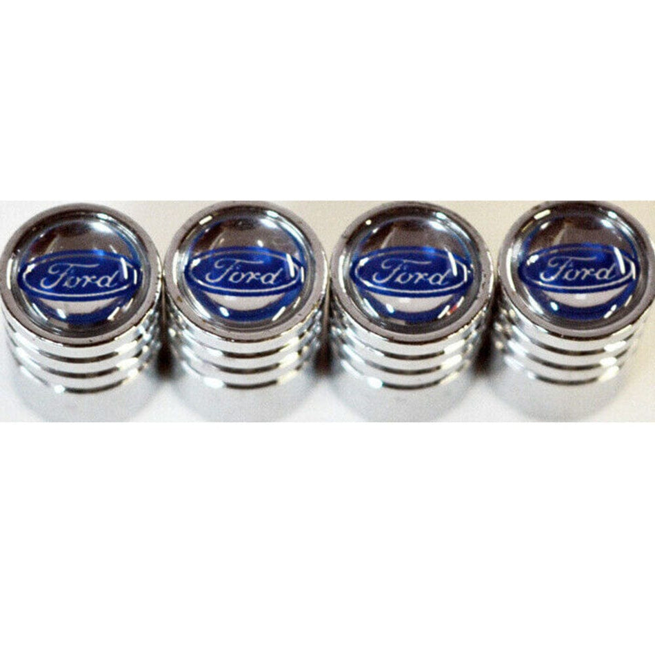 Chrome Car Wheel Tire Air Dust Valve Caps Stem Cover with Ford Emblem