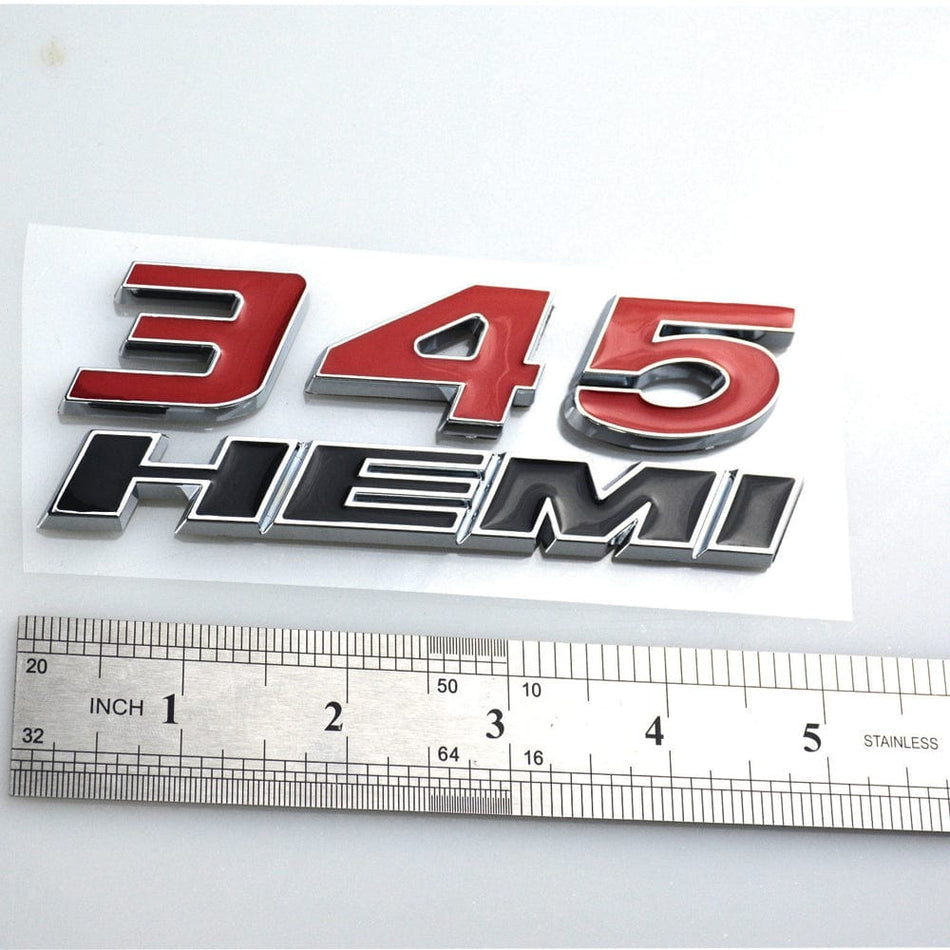 Dodge Challenger Emblem 345 HEMI Letter Badge Black Red