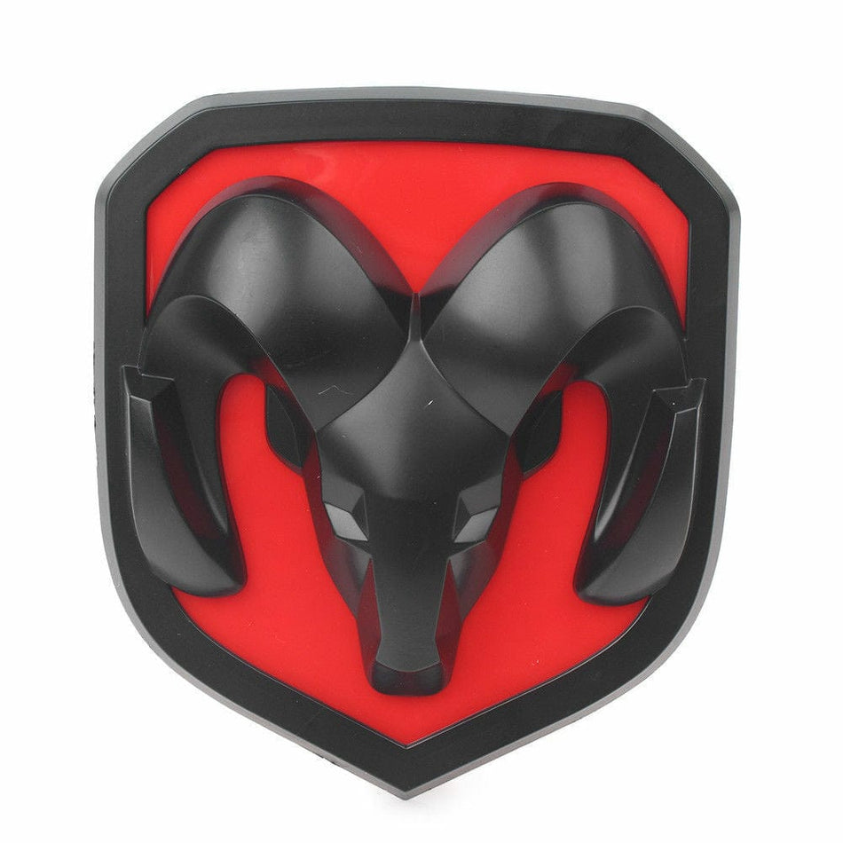 Dodge Ram Emblem Front Hood Grille Matte Black Red