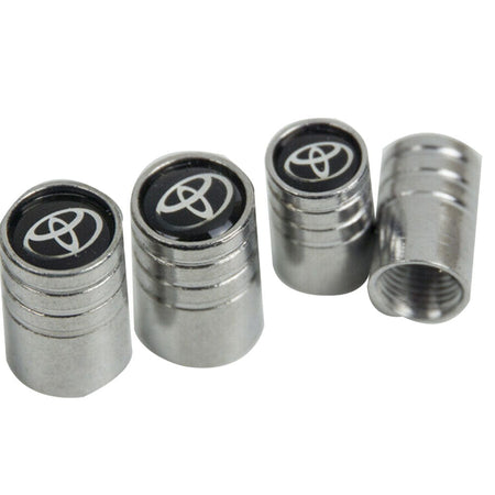 For Toyota Silver Chrome Car Wheel Tire Air Valve Caps Stem Cover with Emblem