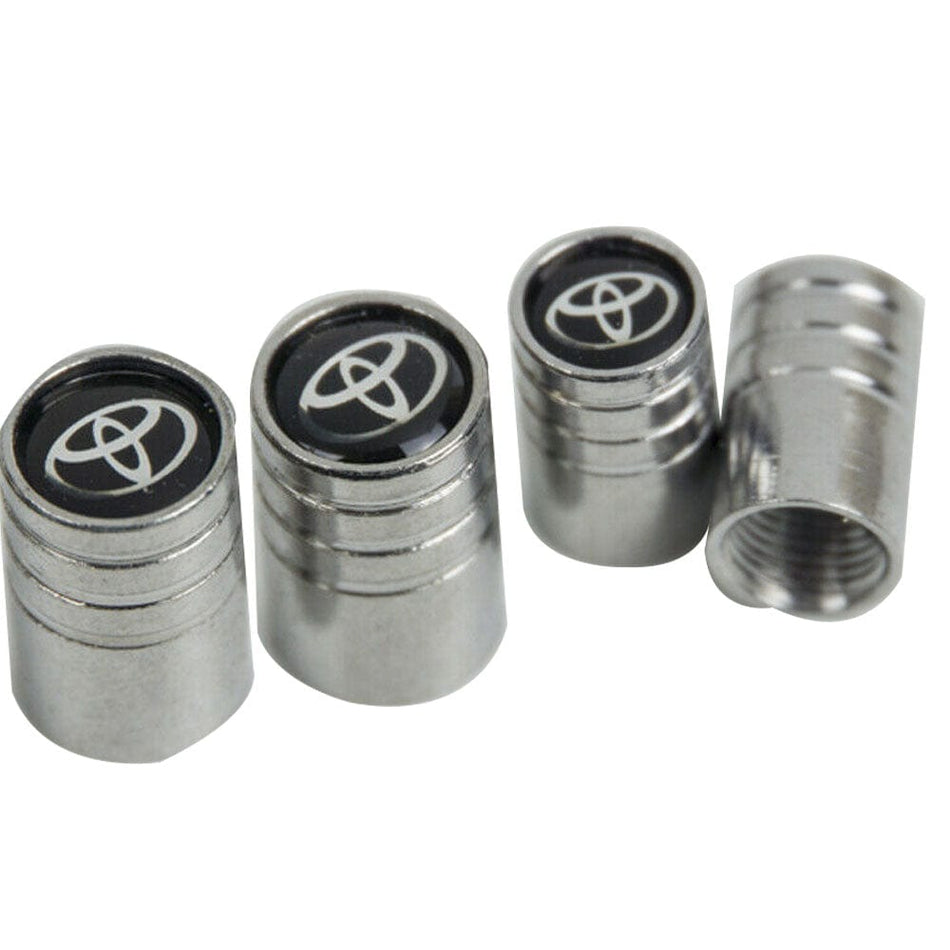 For Toyota Silver Chrome Car Wheel Tire Air Valve Caps Stem Cover with Emblem