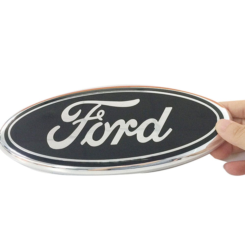 FORD Emblem 9 inch Oval Black Silver Al3z9942528-B