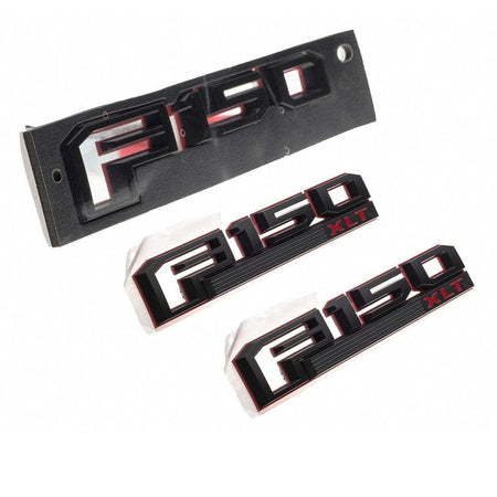 Ford F-150 XLT Emblem Kit - OEM Fender & Tailgate Badges (3 Piece, Red/Black)