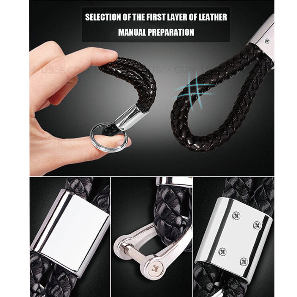 Lexus Logo Keychain Black Calf Leather Alloy Decoration Gift Accessories