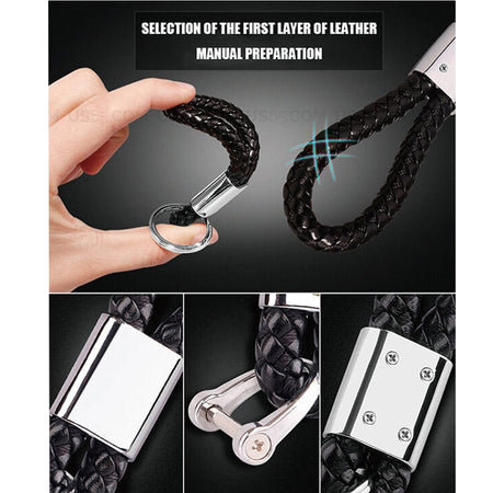 Lexus Logo Keychain Black Calf Leather Alloy Decoration Gift Accessories