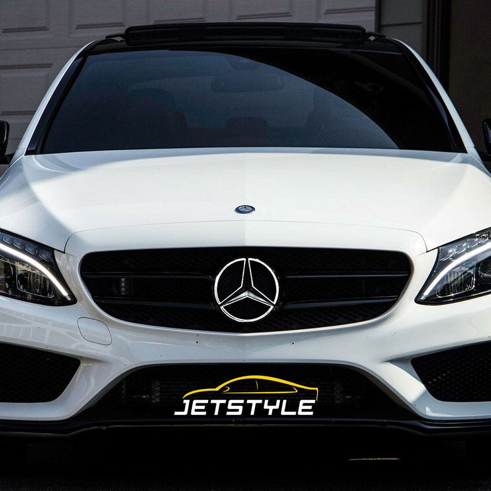 MERCEDES BENZ Front Grill Star Emblem LED White Light Black 2011-2019