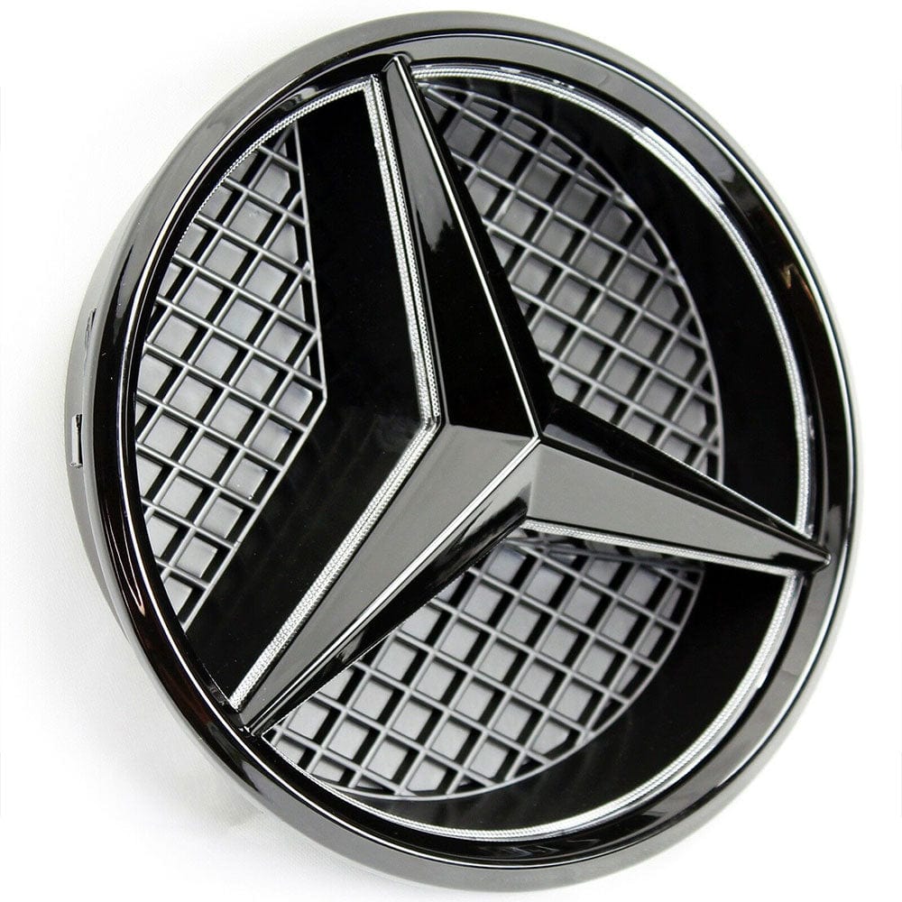 MERCEDES BENZ Front Grill Star Emblem LED White Light Black 2011-2019