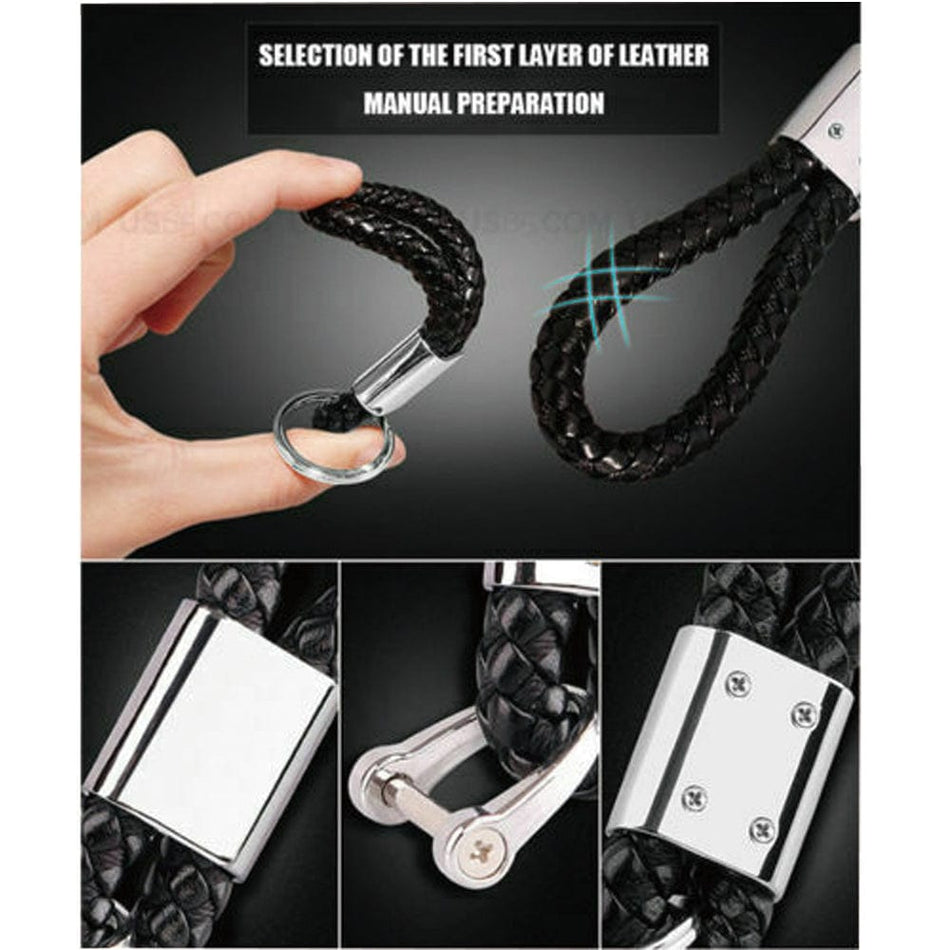 Nissan Logo Keychain Black Calf Leather Alloy Decoration Gift Access