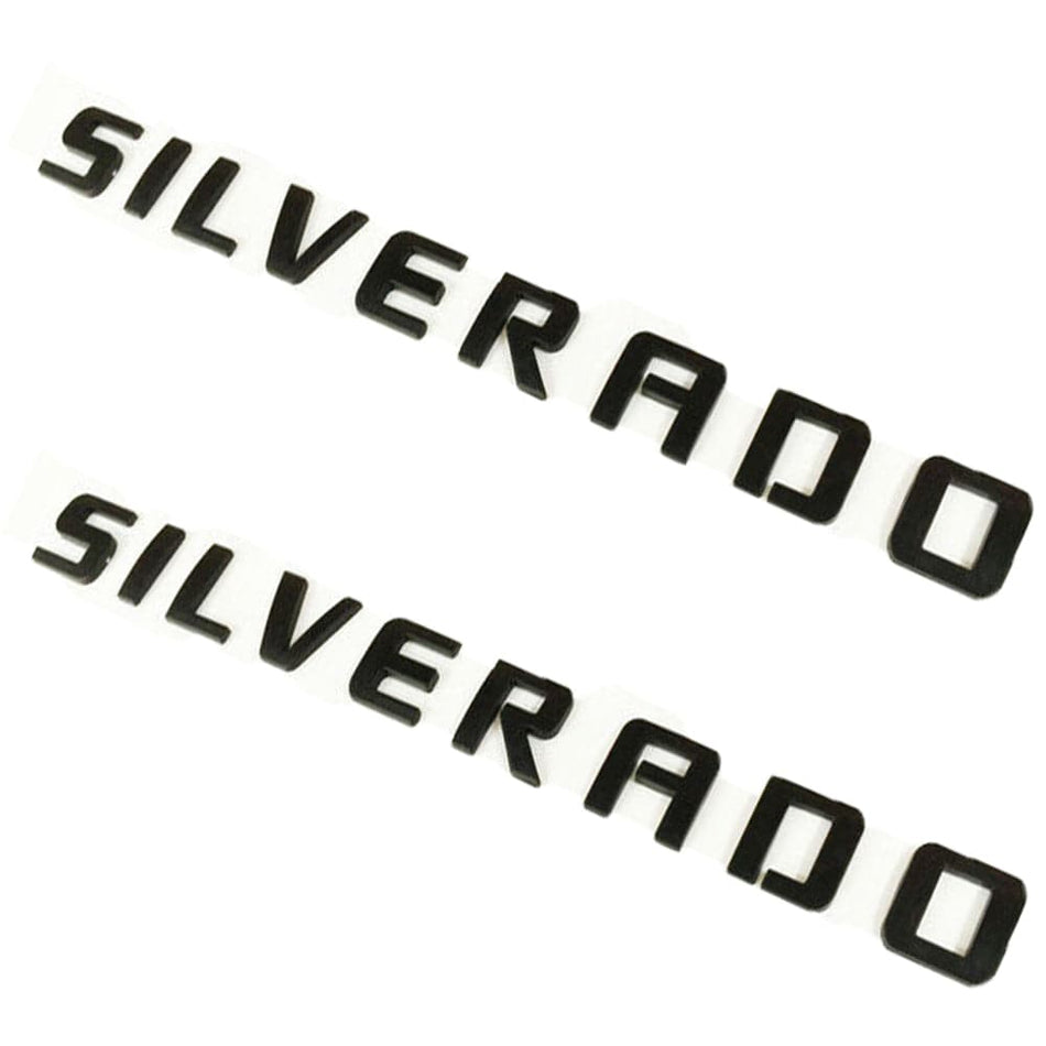 Silverado Nameplate Emblem Badge OEM Genuine Matte Black 2PC