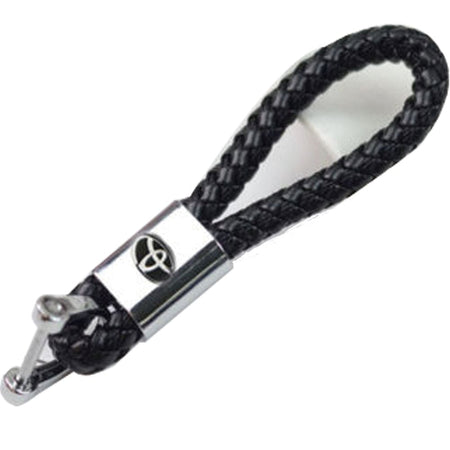 Toyota Logo Keychain Black Calf Leather Alloy Decoration Gift Accessories
