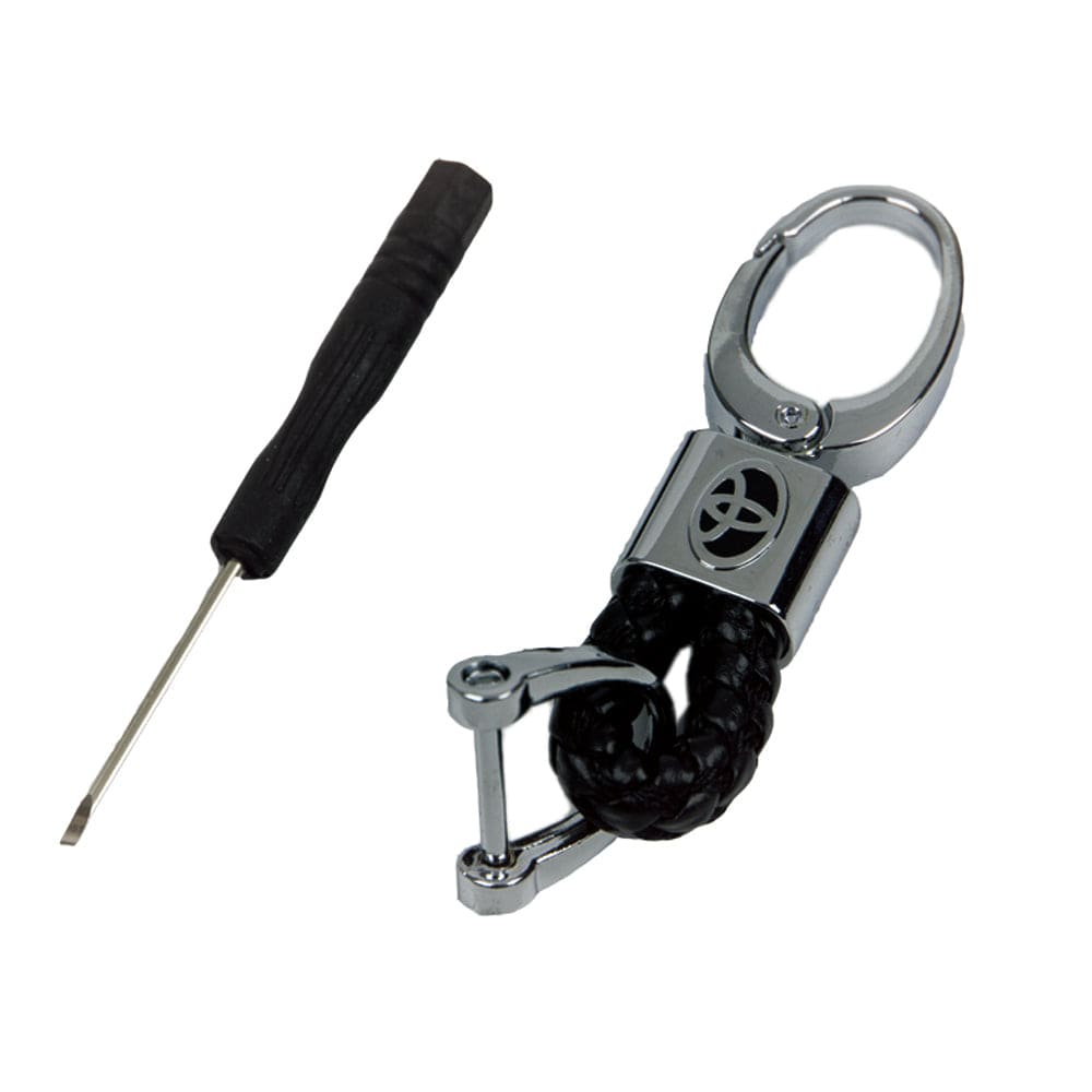 Toyota Logo Keychain Black Calf Leather Alloy Decoration Gift Accessories