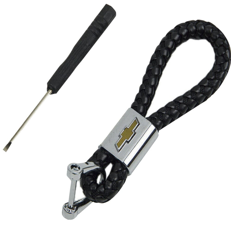 Universal Black Leather Metal Keychain Logo Emblem Decoration Gift Accessories