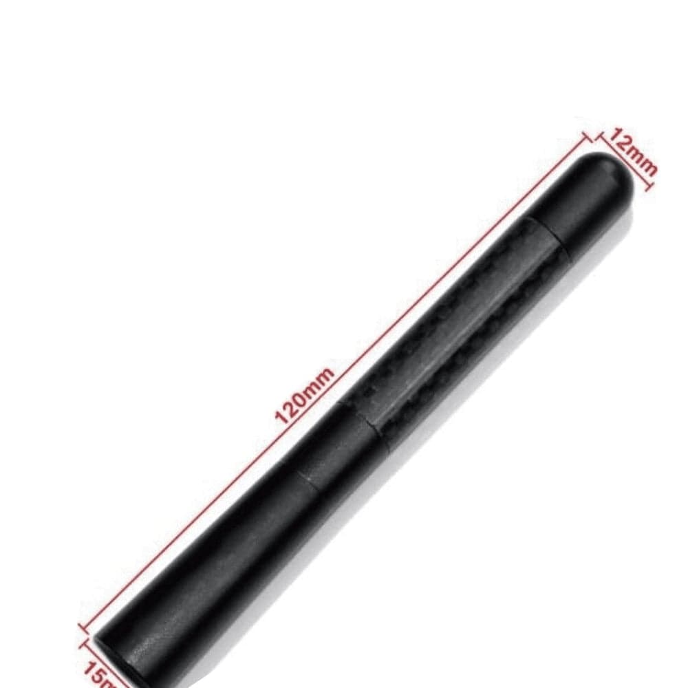 Universal Fit Functional Black Carbon Fiber Antenna Short 4.7 Inch Trd Logo 12Cm