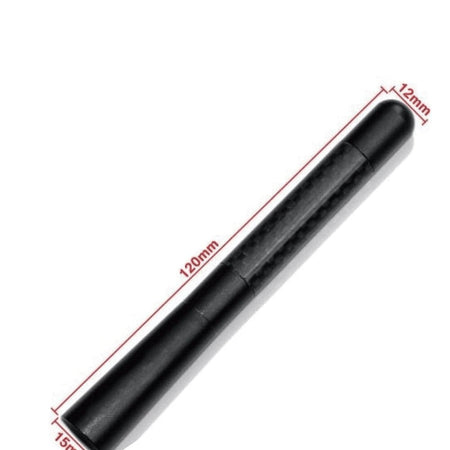 Universal Fit Functional Black Carbon Fiber Antenna Short 4.7 Inch Trd Logo 12Cm
