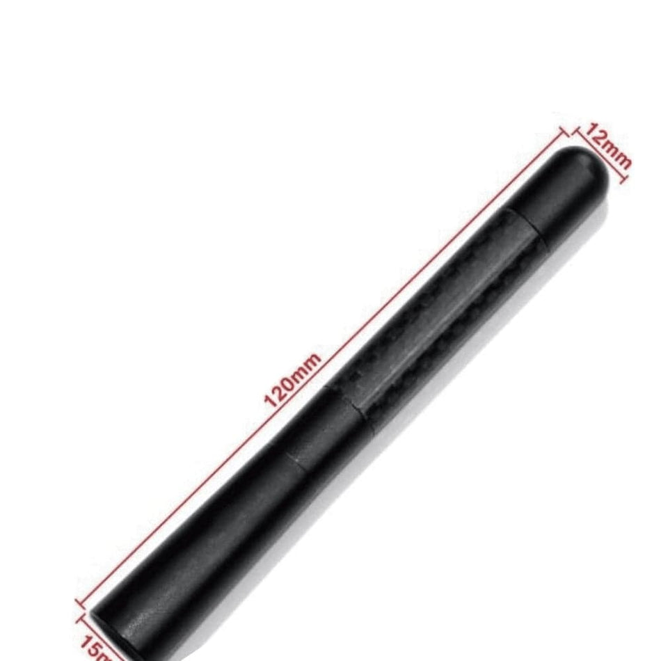 Universal Fit Functional Black Carbon Fiber Antenna Short 4.7 Inch Trd Logo 12Cm