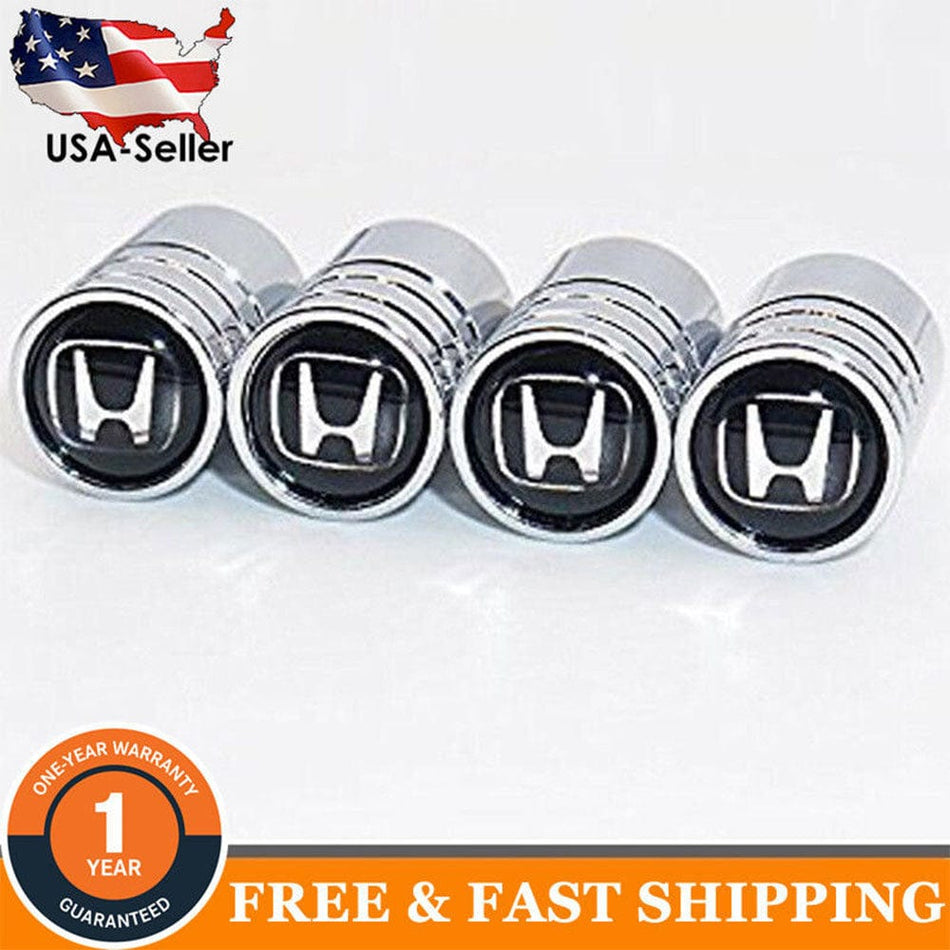 Wheel Tire Valve Dust Stems Air Caps + Honda Logo Keychain