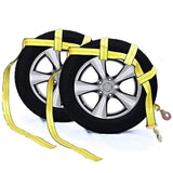 Car Dolly Flat Bed Car Tie Down Kit Wheel Tire Basket Strap Set of 2 Auto Straps