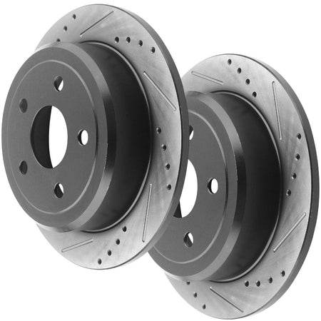 For Jeep Grand Cherokee Commander (XK) Rear Drilled & Slotted Disc Brake Rotors