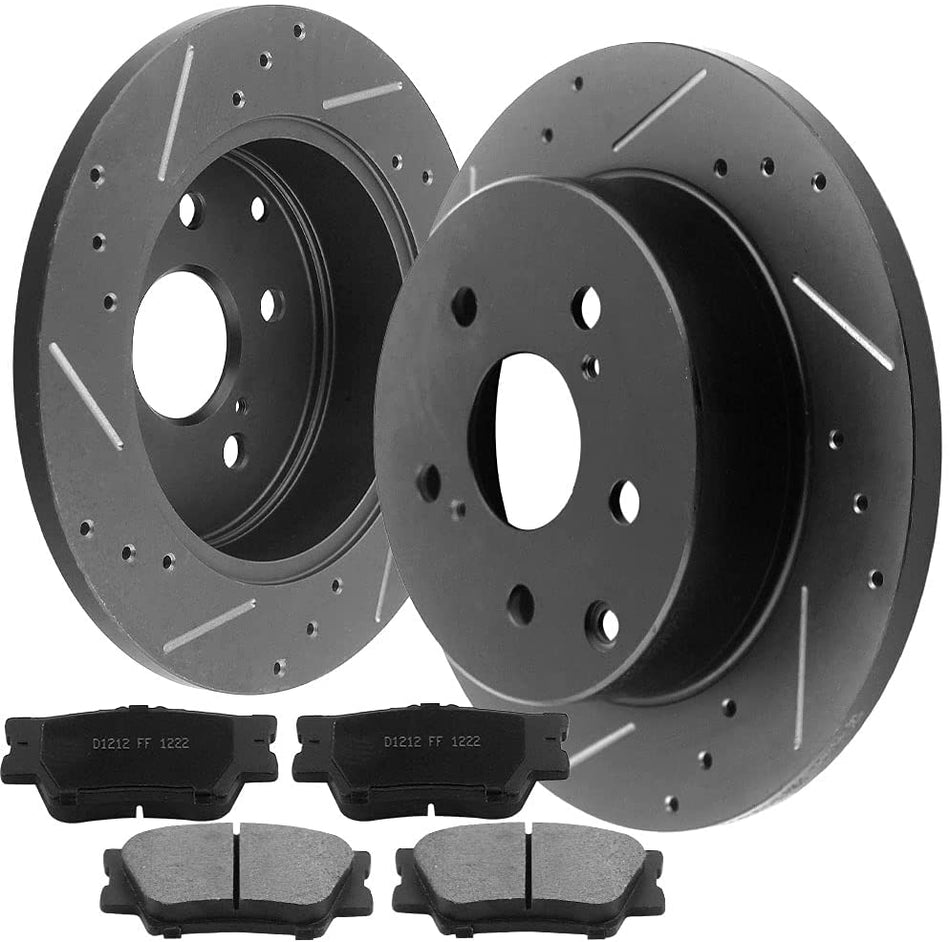Rear E-Coating Brake Rotors + Brake Pads for Toyota RAV4 2010-12 Lexus HS250H