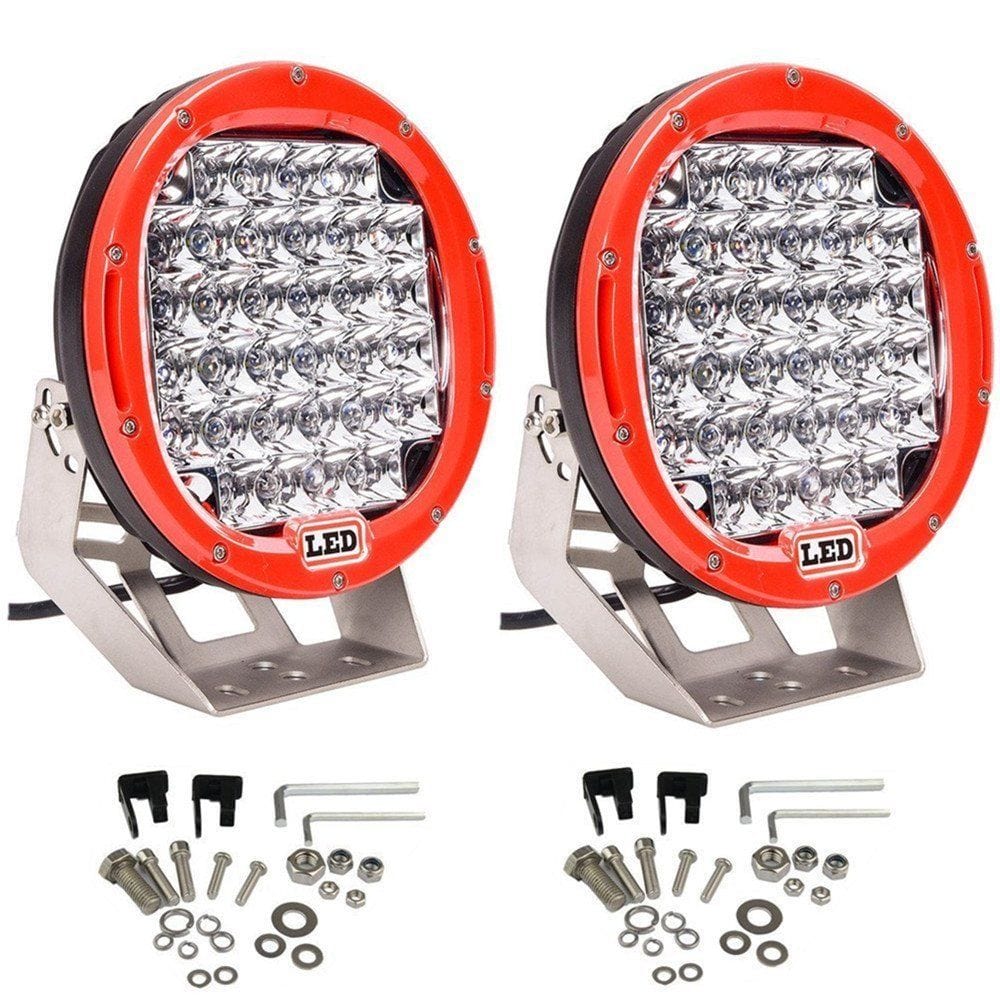 2x 9" inch 96W CREE Round Spot LED Driving Work Light offroad JEEP 4WD SUV Red
