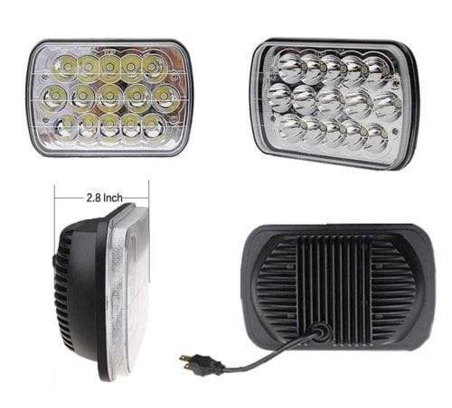 DUAL 7x6 5X7 LED HEADLIGHT LIGHT BULB CRYSTAL SEALED BEAM HEADLAMP 4500LM Pair