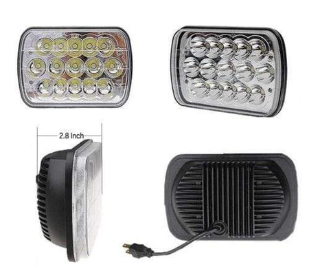 DUAL 7x6 5X7 LED HEADLIGHT LIGHT BULB CRYSTAL SEALED BEAM HEADLAMP 4500LM Pair