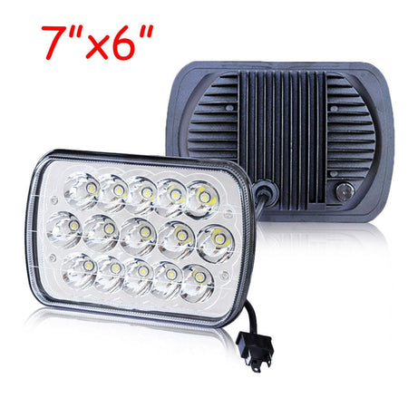 DUAL 7x6 5X7 LED HEADLIGHT LIGHT BULB CRYSTAL SEALED BEAM HEADLAMP 4500LM Pair