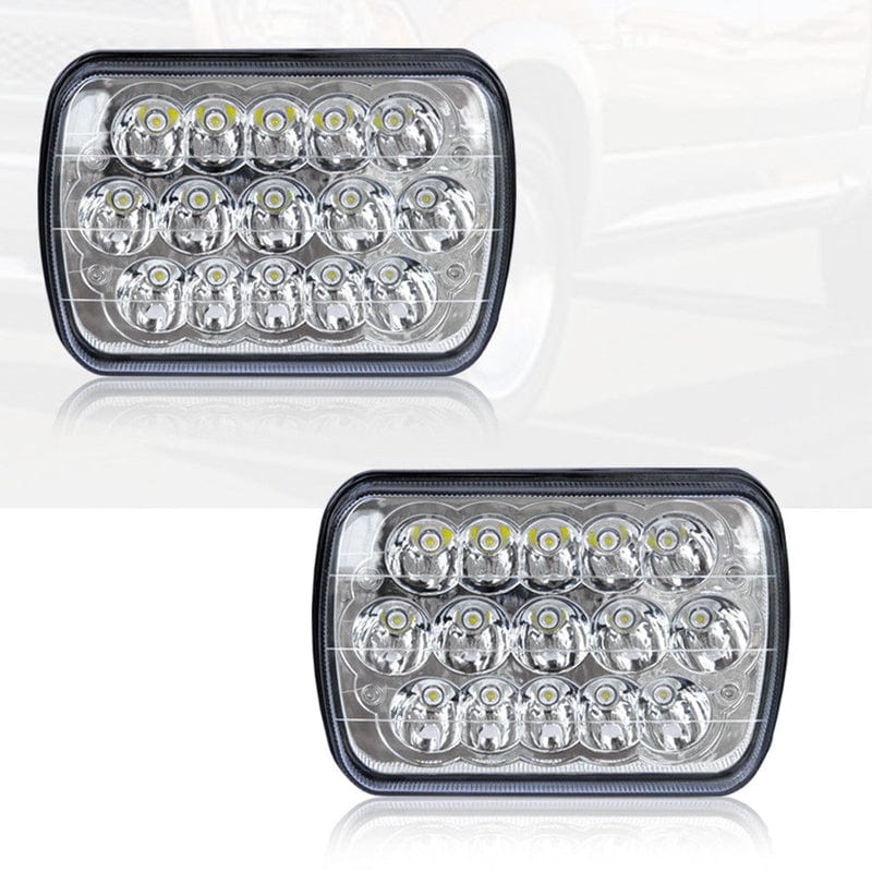 DUAL 7x6 5X7 LED HEADLIGHT LIGHT BULB CRYSTAL SEALED BEAM HEADLAMP 4500LM Pair