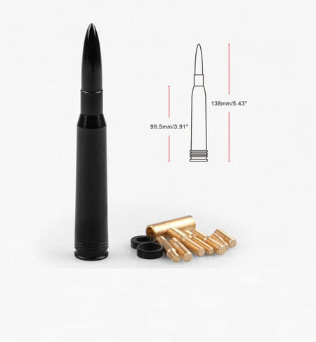 Fit Chevy Silverado Siera 50 Caliber Bullet Aluminum Short Antenna Black Chrome