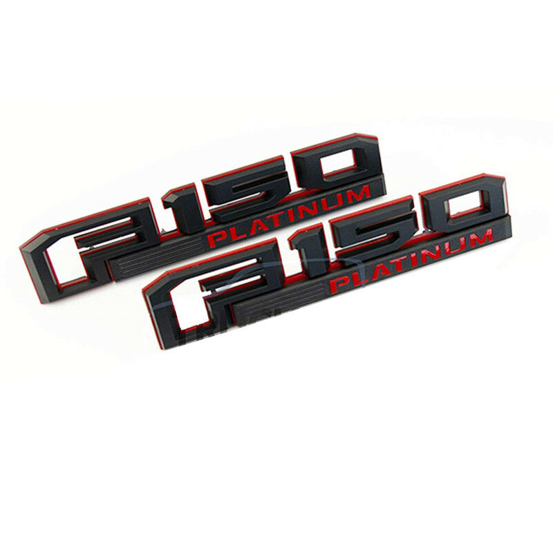 Ford F150 Platinum Fender Emblem Black Red 2pcs